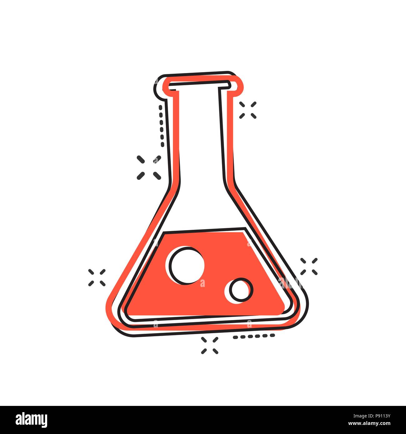 Vector cartoon chemical test tube icon in comic style. Laboratory glassware  sign illustration pictogram. Flasks business splash effect concept Stock  Vector Image & Art - Alamy