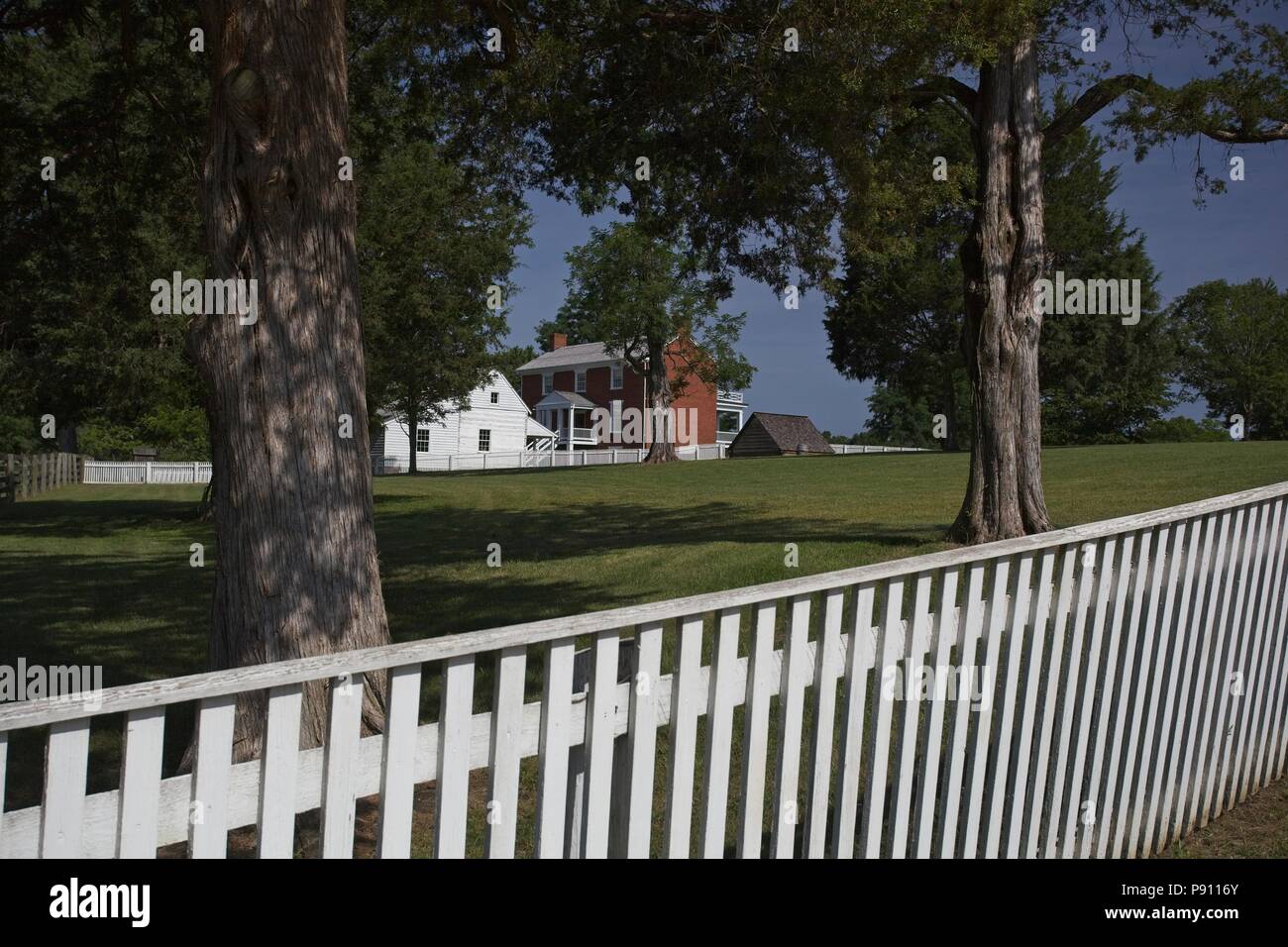 The Appomattox Courthouse national historic park in Appomattox Virginia. This restored historical site, part of the national Park system in the United Stock Photo