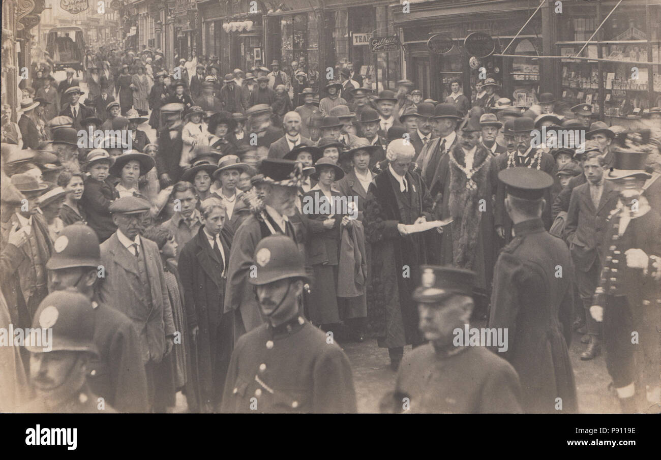 Vintage Barnstaple Photograph of a Public Event With Police Officers Present Stock Photo
