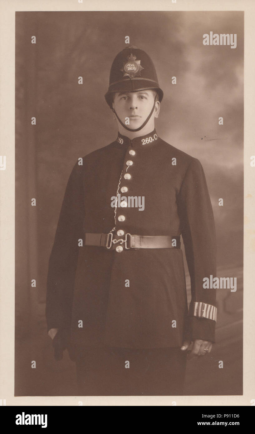 Vintage 1929 Photograph of Police Constable Stanley.J.Gowman. PC 260.CO Stock Photo