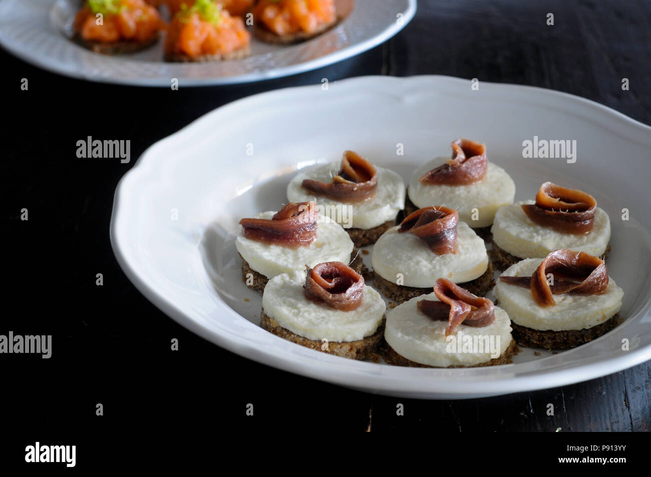 antipasto with anchovy mozzarella Stock Photo Alamy