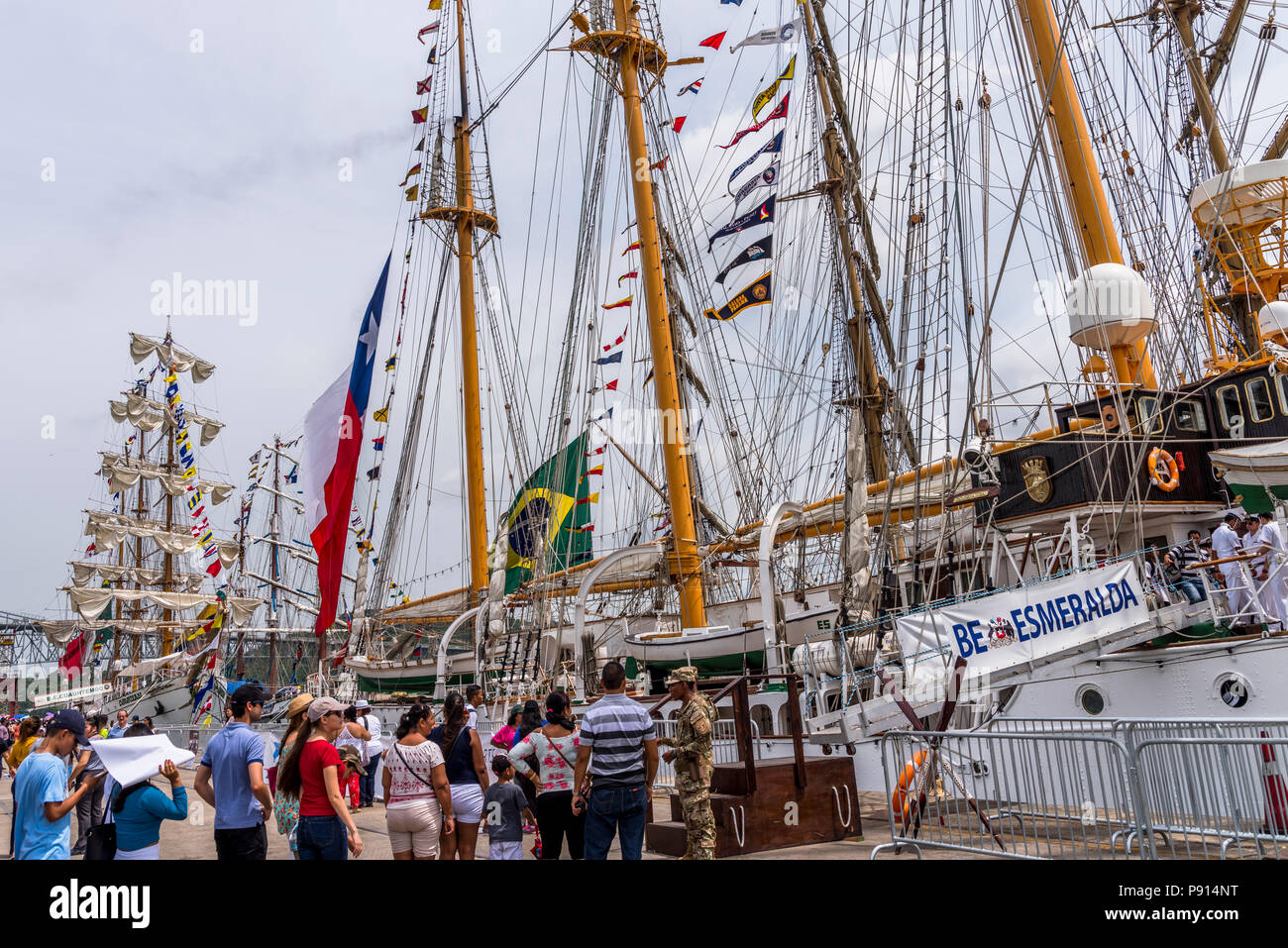 Sailing School Vessels in Panama Balboa Port at Velas Latinoamerica 2018 regata Stock Photo