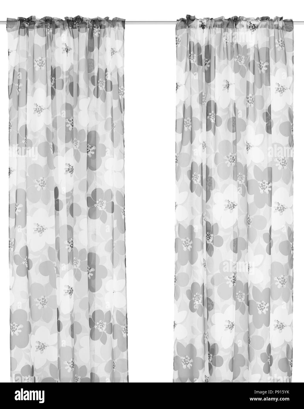 Gray curtain. Isolated on white background. Include clipping path. Stock Photo