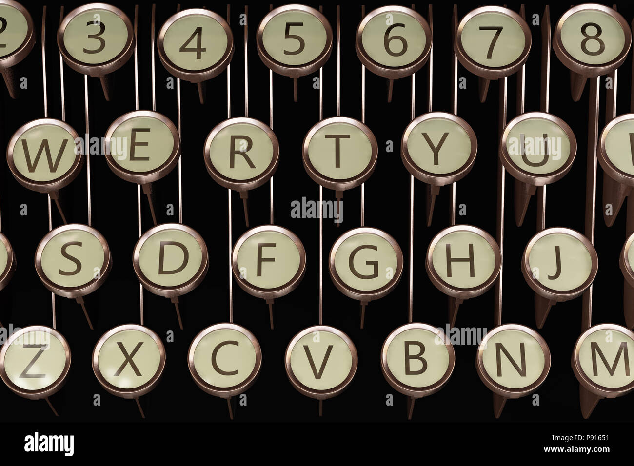 Vintage typewriter keys. 3d render Stock Photo - Alamy