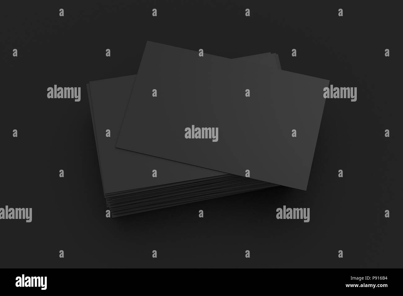 Blank black business cards on black background. Include clipping path