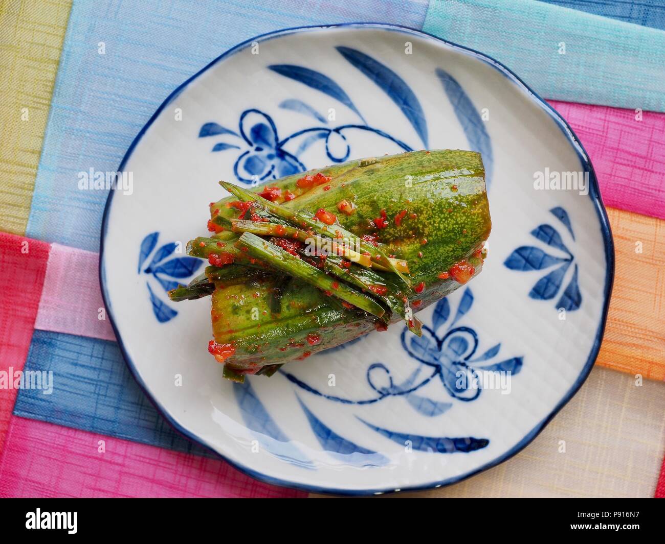 Korean food stuffed cucumber pickles, cucumber kimchi, Oisobagi Stock