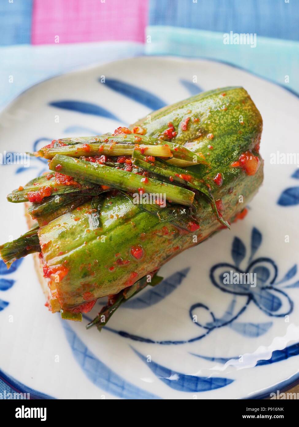 Korean food stuffed cucumber pickles, cucumber kimchi, Oisobagi Stock