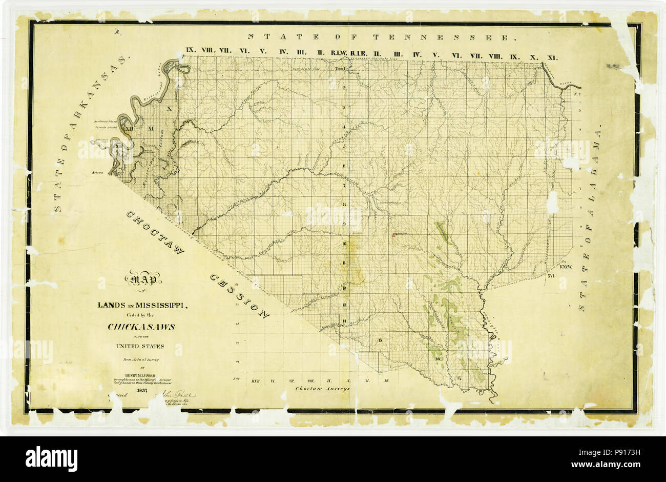 Lands in Mississippi, Ceded by the Chickasaws 1837 Stock Photo Alamy