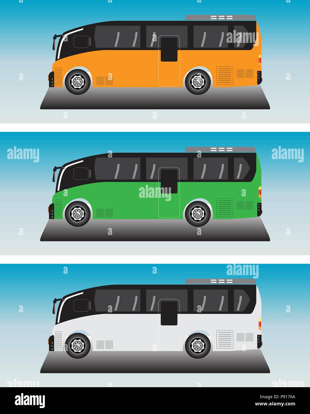 Mini Low floor Bus Vector in Blue sky Bacground Stock Vector Image ...