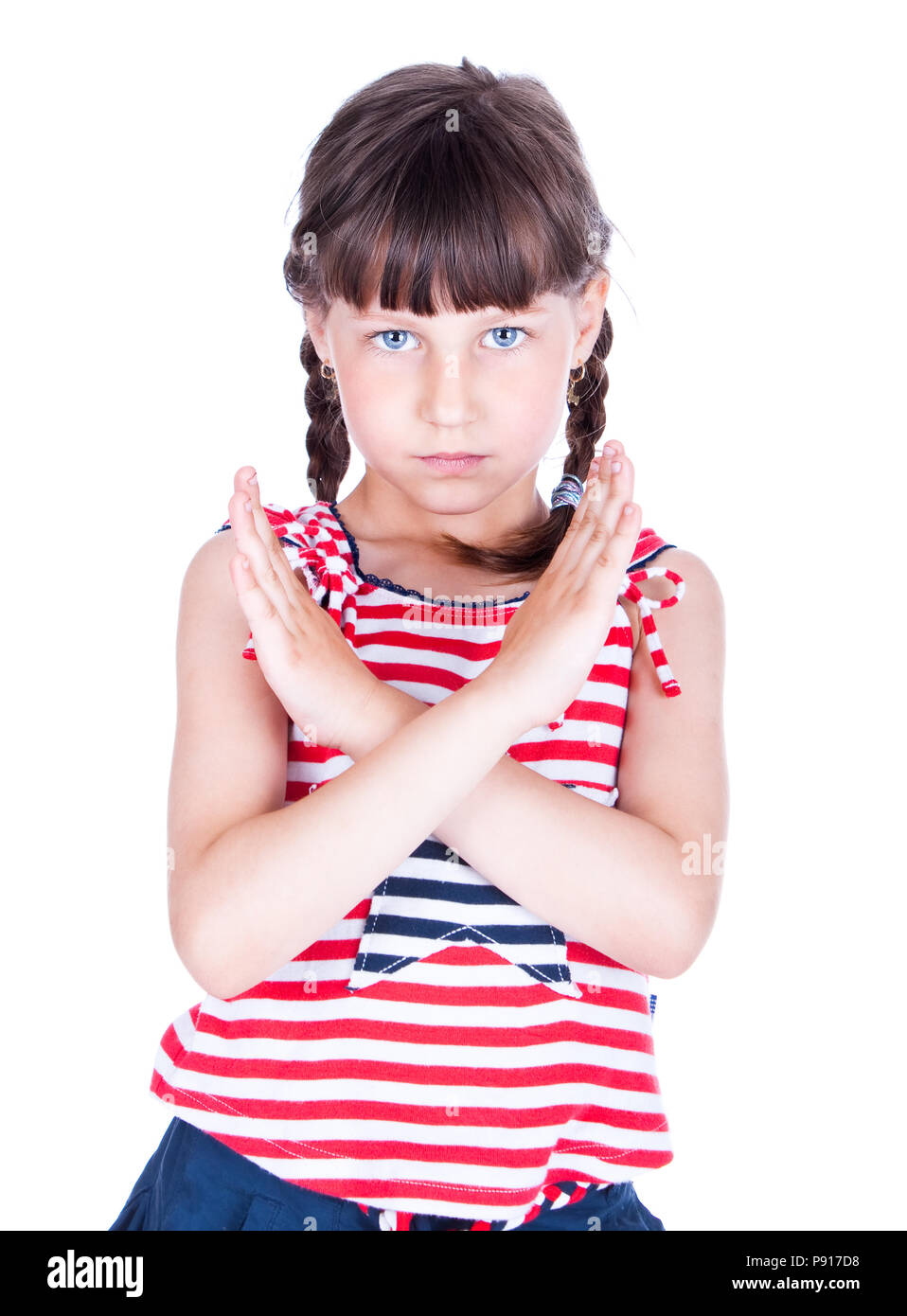 Small karate girl training , on white background Stock Photo - Alamy