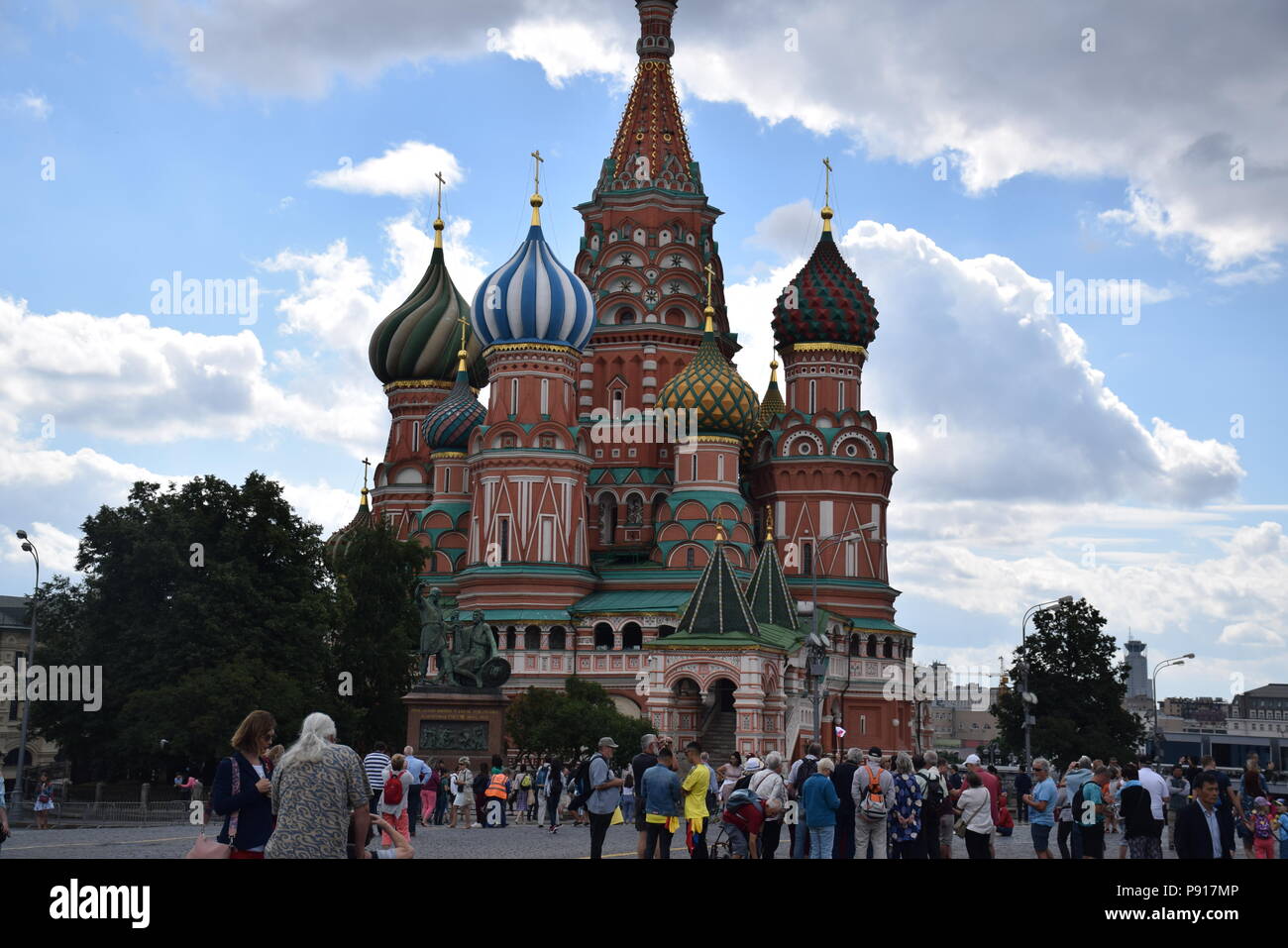 The exterior of Saint Basil's cathedral in Red Square in Moscow, Russia ...