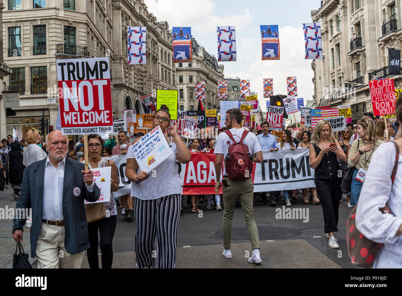 London, UK, 13 July 2018. Anti-Trump demonstration, Ed Miliband behind the banner Together against Trump, London, UK 13.07.2018 Credit: Bjanka Kadic/Alamy Live News Stock Photo