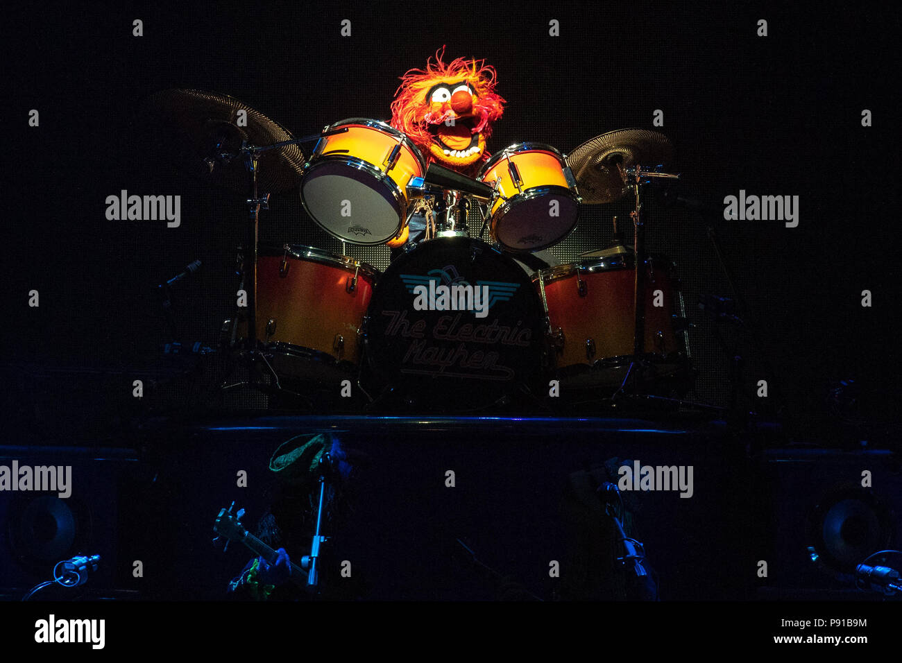 The O2 Arena, UK. 13th July 2018,Animal performing The Muppets: Bohemian Rhapsody  At The Muppets Take The O2, Peninsula Square, London. © Jason Richardson / Alamy Live News Stock Photo