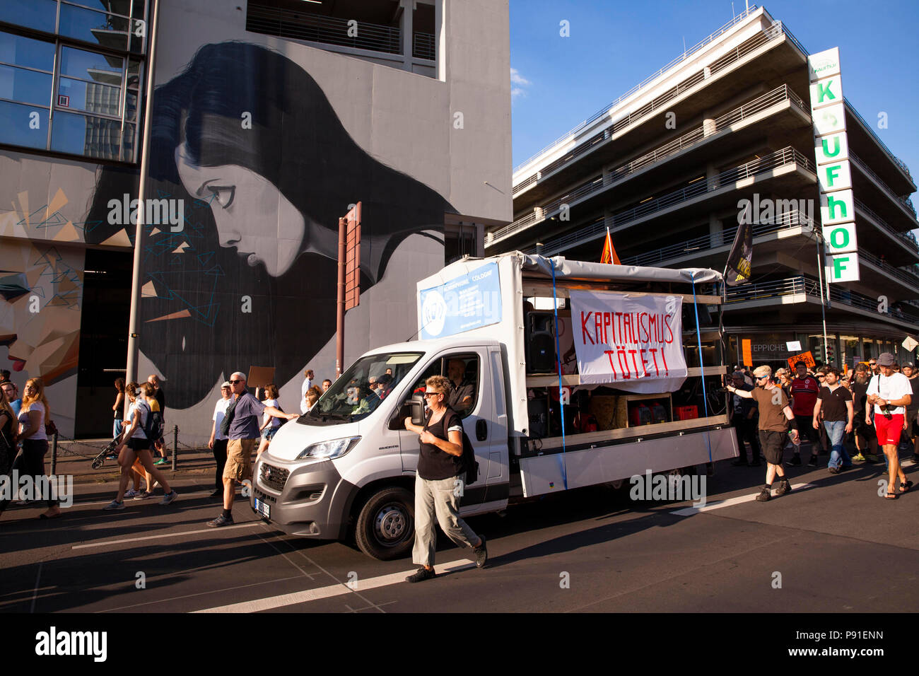 Cologne, Germany, 13 July 2018. Several thousand people demonstrate on July 13, 2018 in Cologne for the rescue of refugees from the Mediterranean Sea. Under the motto 'Stop dying in the Mediterranean', a coalition of initiatives, political groups and private individuals wants to send a signal for humanity. Cologne, Germany.   Credit: Joern Sackermann/Alamy Live News Stock Photo