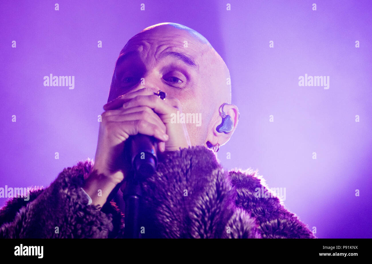 Tim Booth from James performing live at Latitude Festival, Henham Park, Suffolk, England, 14th July, 2018 Stock Photo