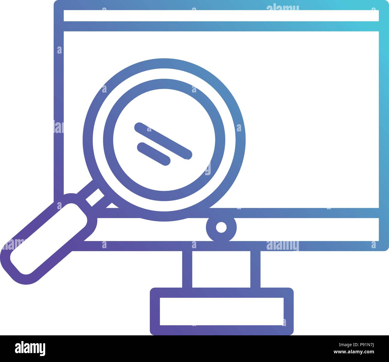 computer with magnifying glass vector illustration design Stock Vector ...
