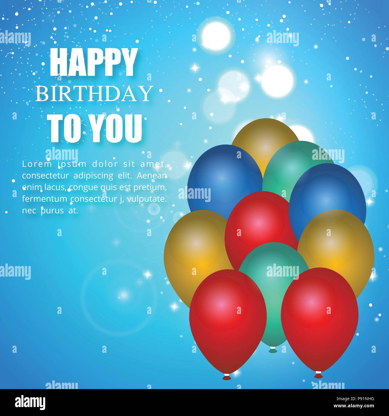 Happy Birthday typography vector design for greeting cards and poster with  balloon. Design template for birthday celebration. Sky Blue Background. For  Stock Vector Image & Art - Alamy