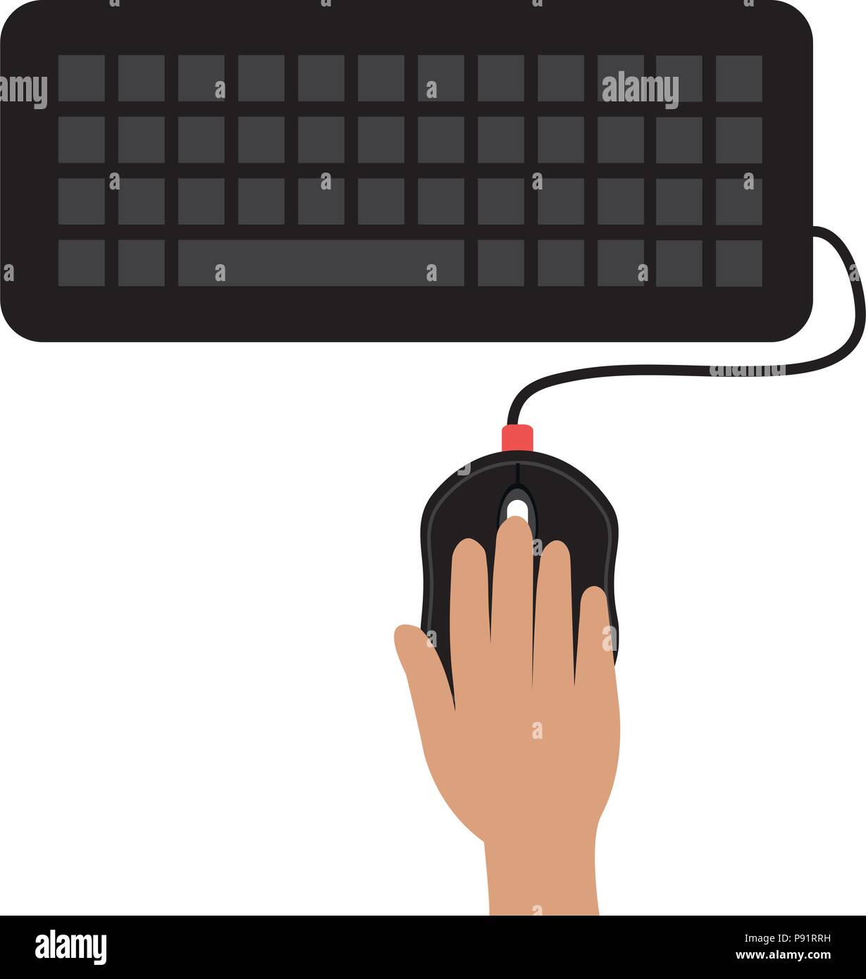 hand with computer mouse and keyboard vector illustration design Stock ...