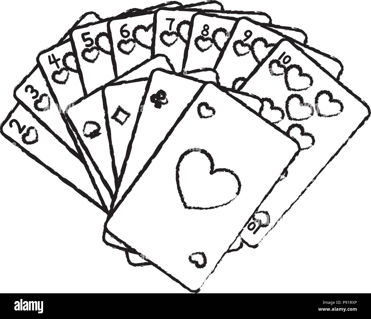 grunge poker cards classic casino game vector illustration Stock Vector ...
