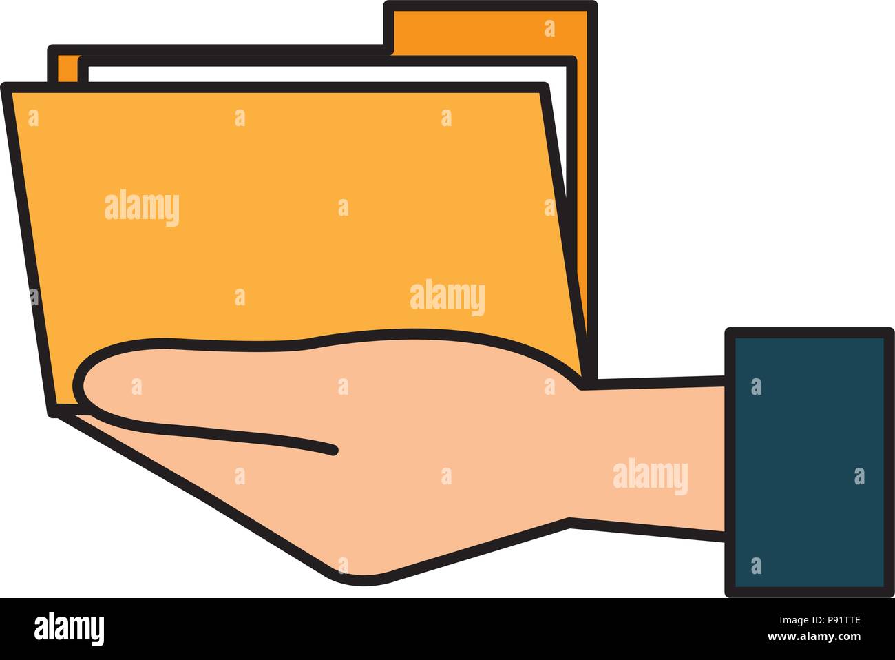hand human with folder vector illustration design Stock Vector Image ...