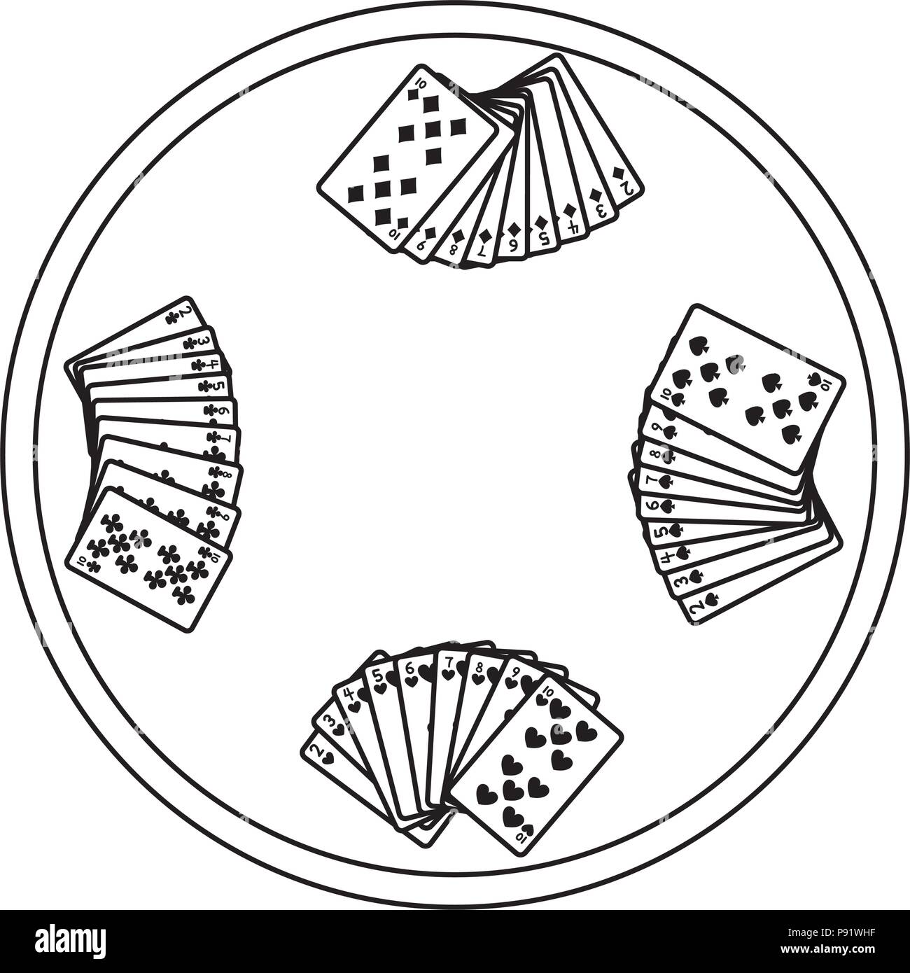 line casino cards addiction game in the table vector illustration Stock