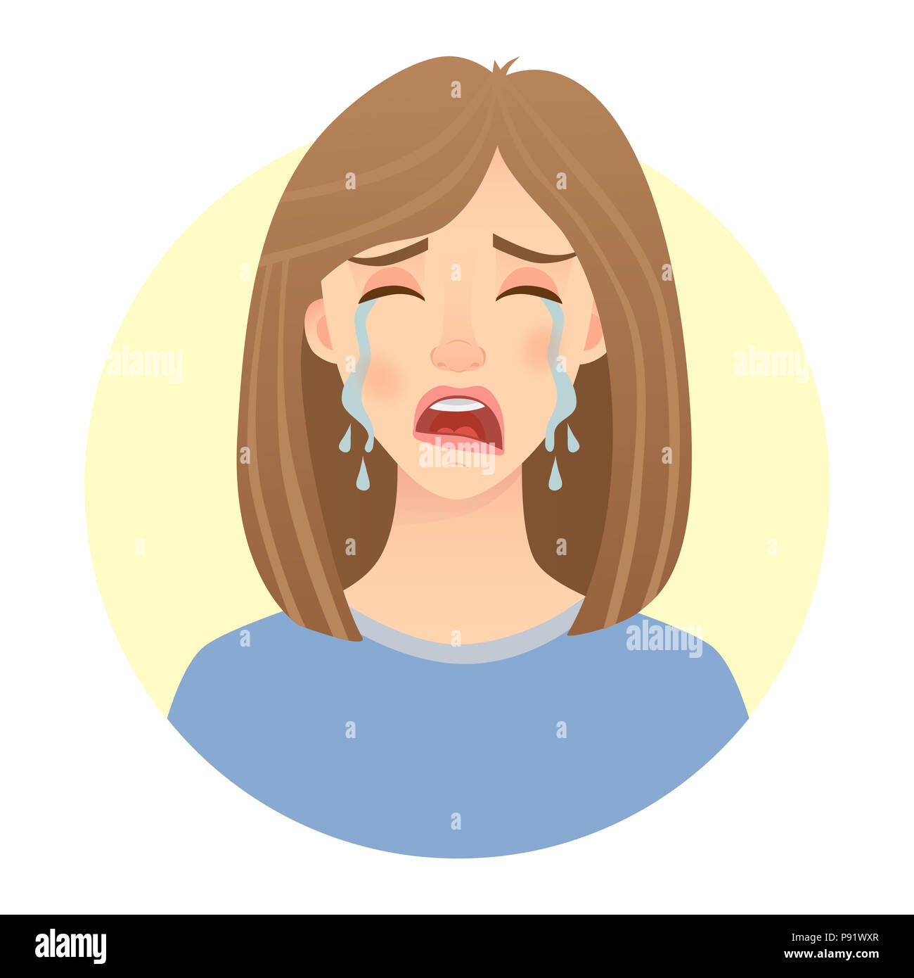 Emotions of woman face. Facial expression. Illustration of beautiful