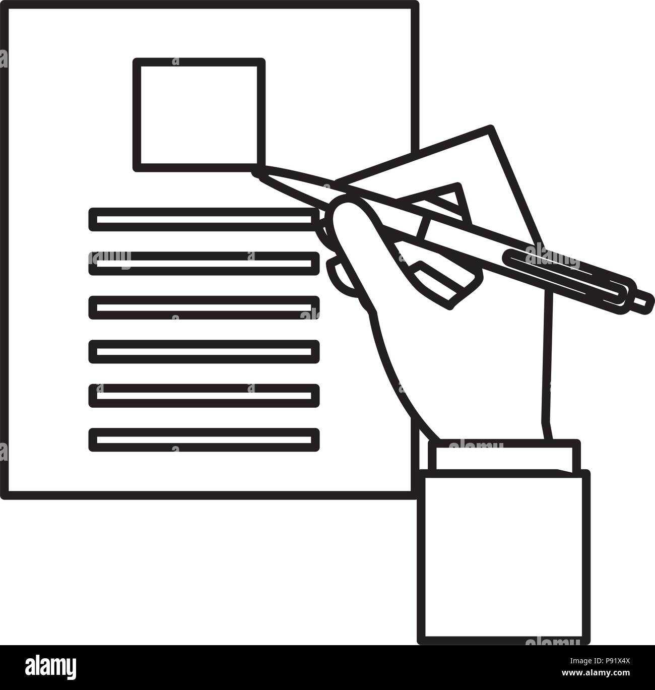 hand writing with pencil in documents vector illustration design Stock ...