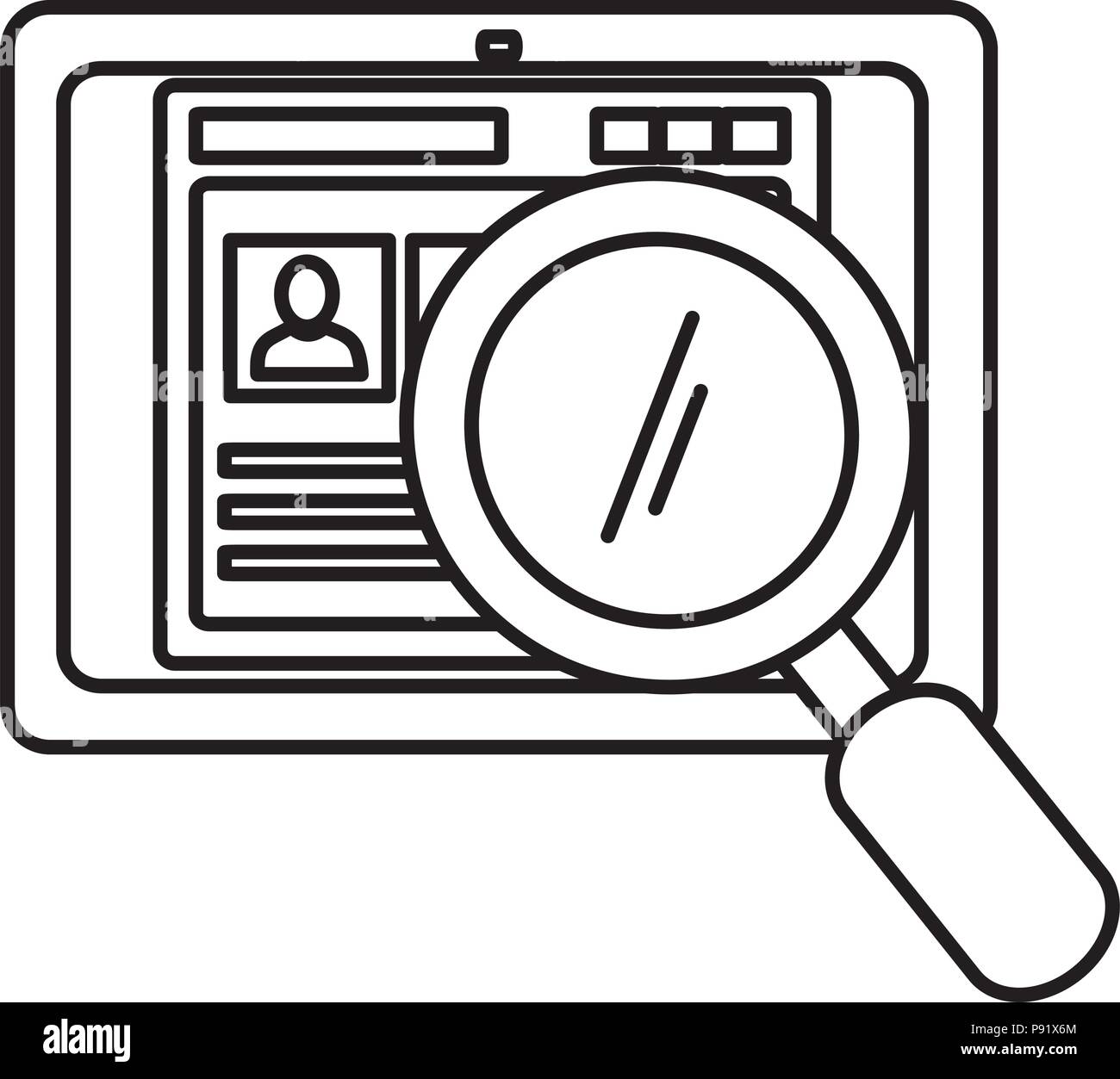 tablet device with magnifying glass vector illustration design Stock ...