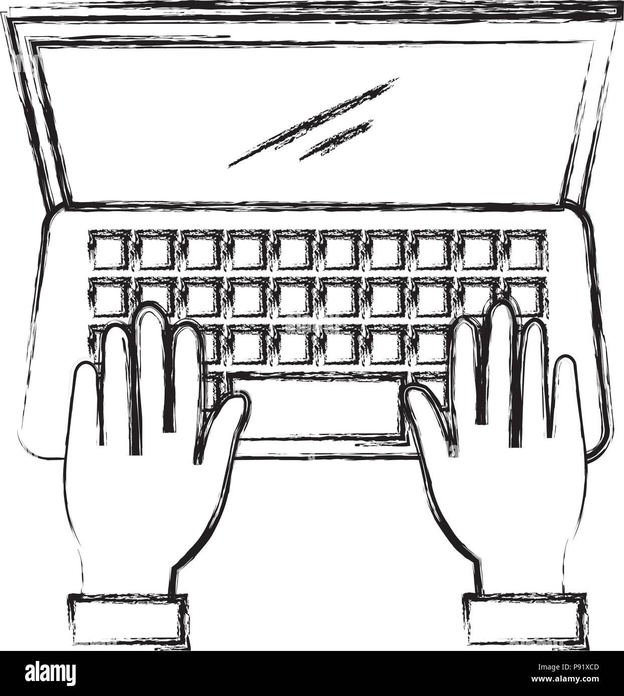 laptop and hands typing vector illustration design Stock Vector Image ...