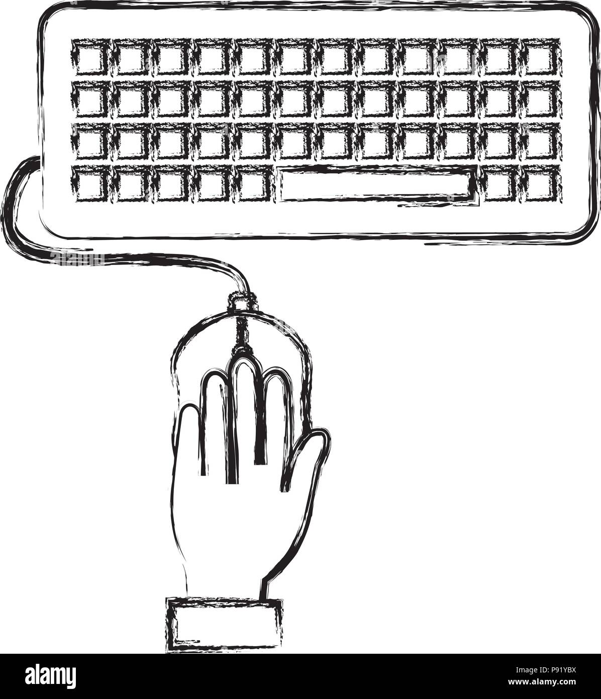 hand with computer mouse and keyboard vector illustration design Stock ...