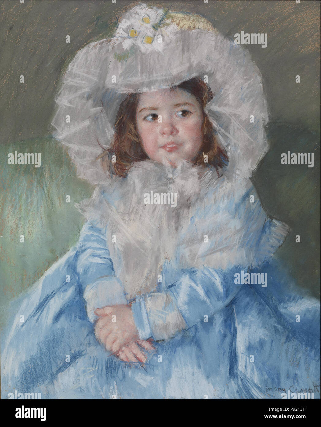 Mary Cassatt (American, 1844-1926). 'Margot (Lefebvre) in Blue,' 1902. pastel on brown, moderately thick, slightly textured, wove paper. Walters Art Museum (37.303): Acquired by Henry Walters, 1925. 412 Mary Cassatt - Margot (Lefebvre) in Blue - Walters 37303 Stock Photo