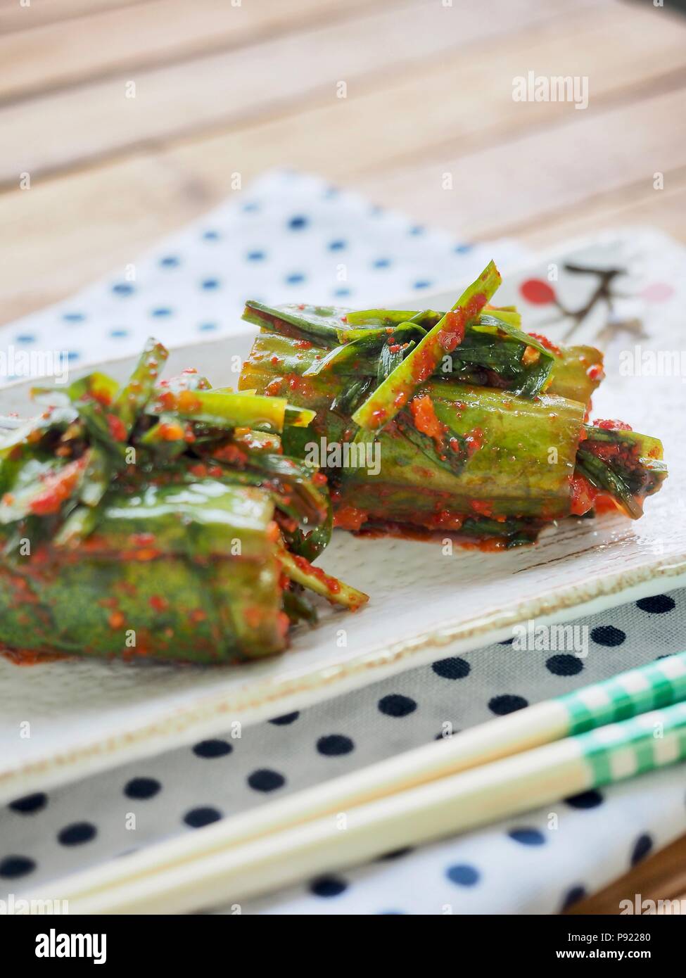 Korean food stuffed cucumber pickles, cucumber kimchi, Oisobagi Stock
