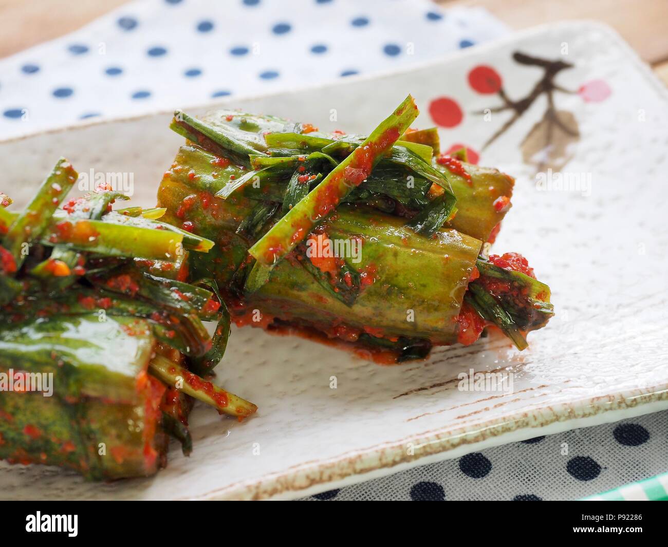Korean food stuffed cucumber pickles, cucumber kimchi, Oisobagi Stock