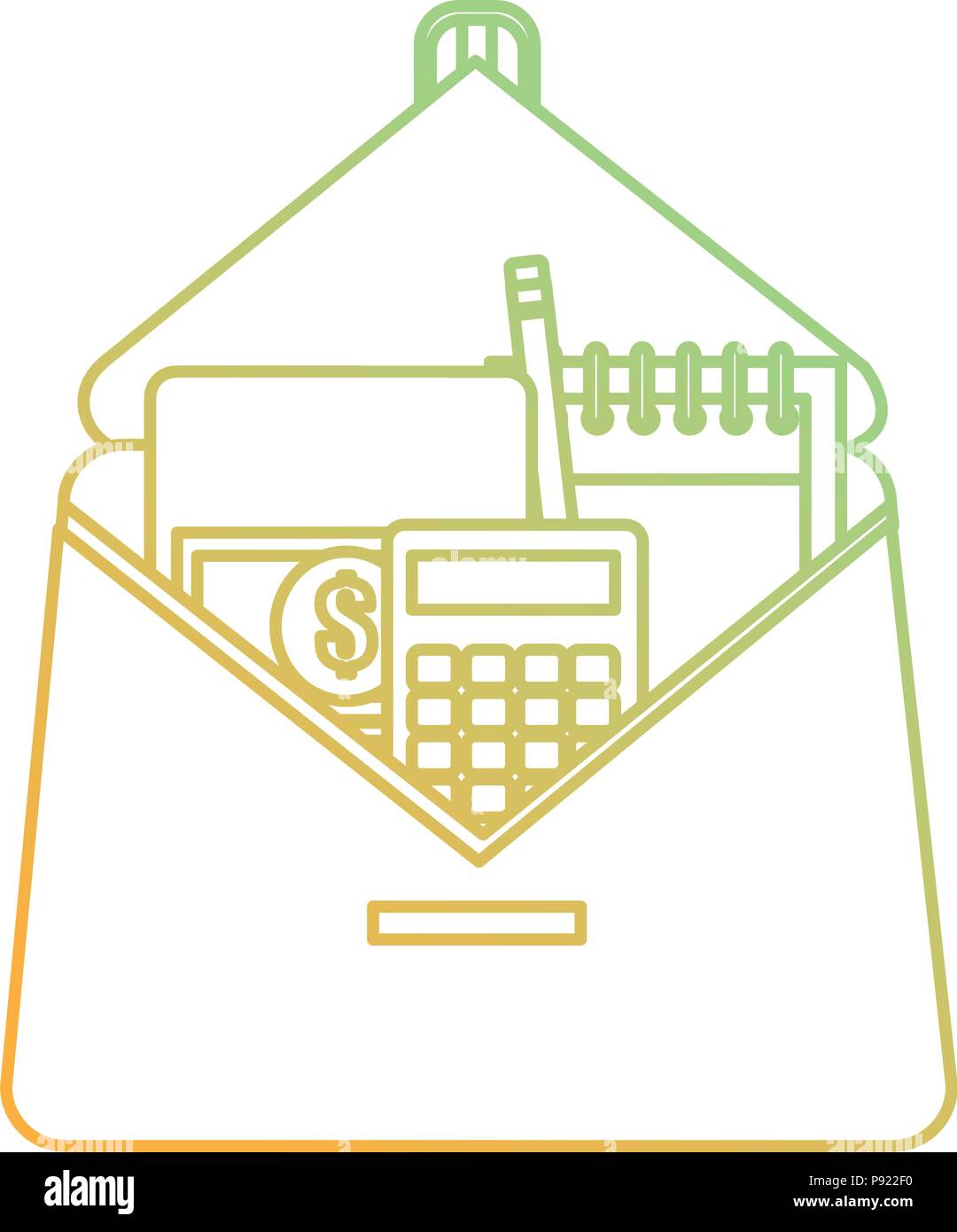 portfolio with school supplies Stock Vector