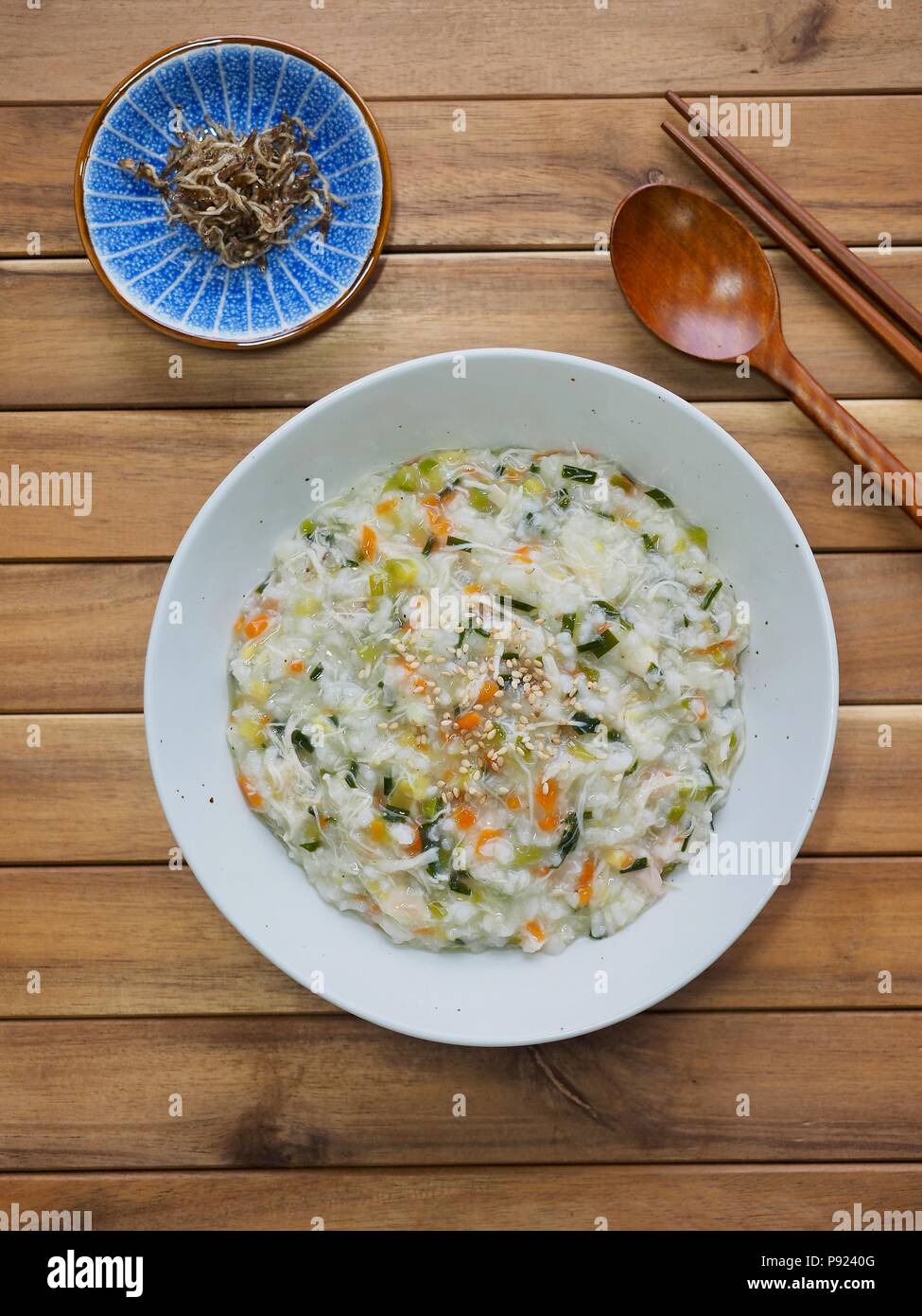 Korean food Chicken Rice Porridge, dak juk Stock Photo Alamy