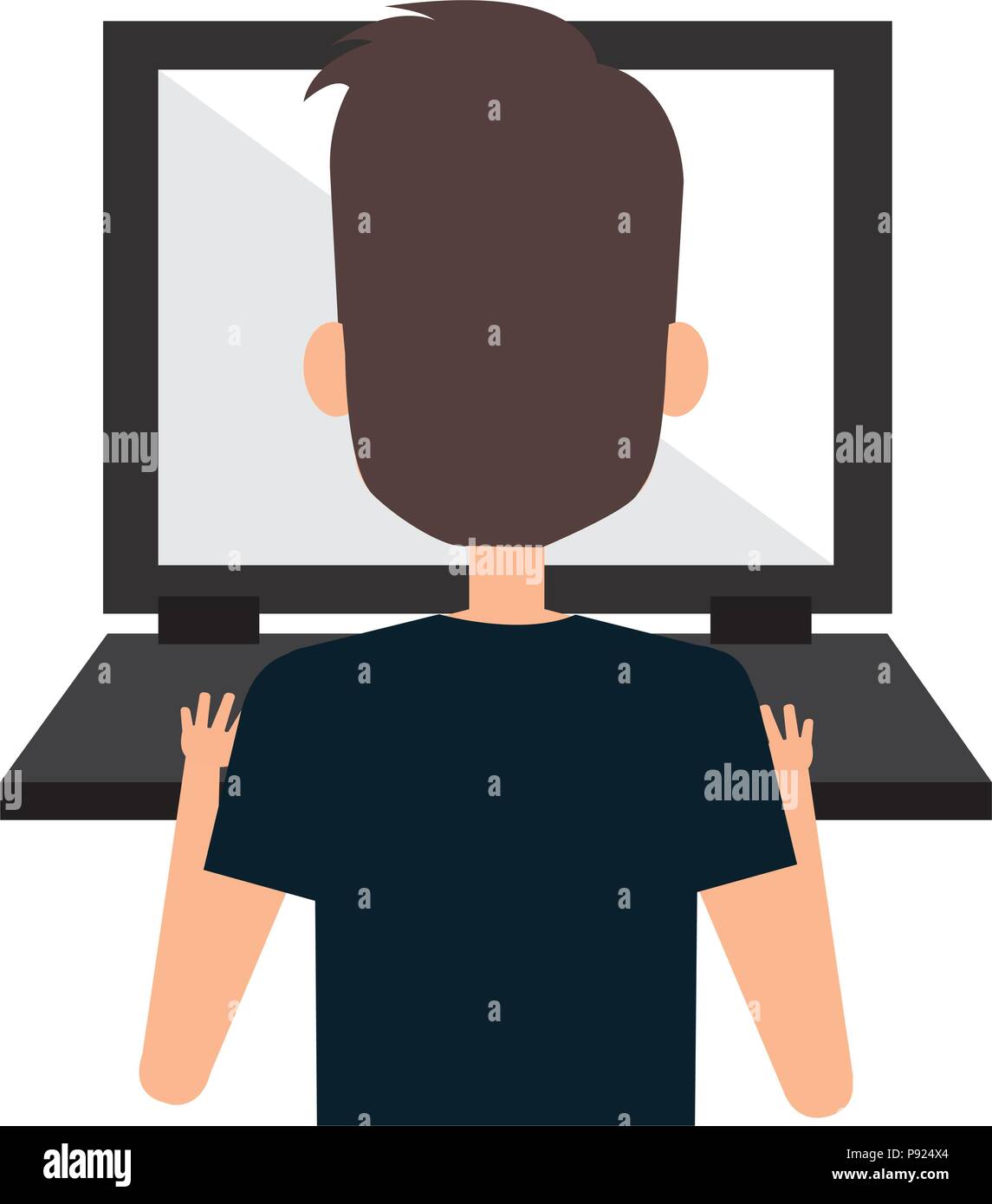 Man laptop using software Stock Vector Images - Alamy