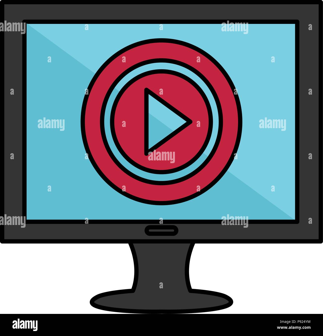monitor computer with media player button Stock Vector Image & Art - Alamy
