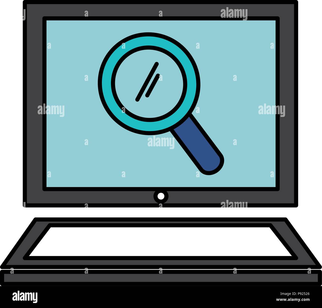 laptop computer with magnifying glass Stock Vector Image & Art Alamy