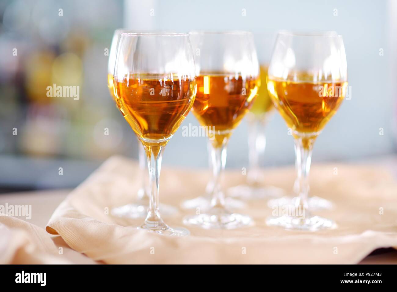 Few Glasses Of Wine Champagne Or Another Alcoholic Beverage On A