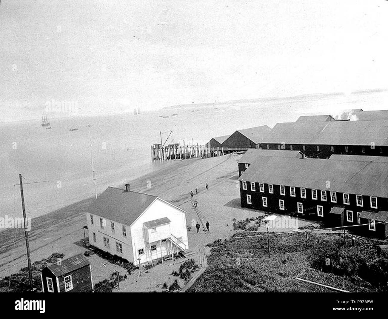 Nushagak cannery panorama, Clarks Point, Nushagak Bay, Alaska, July 1918  (COBB 197 Stock Photo - Alamy
