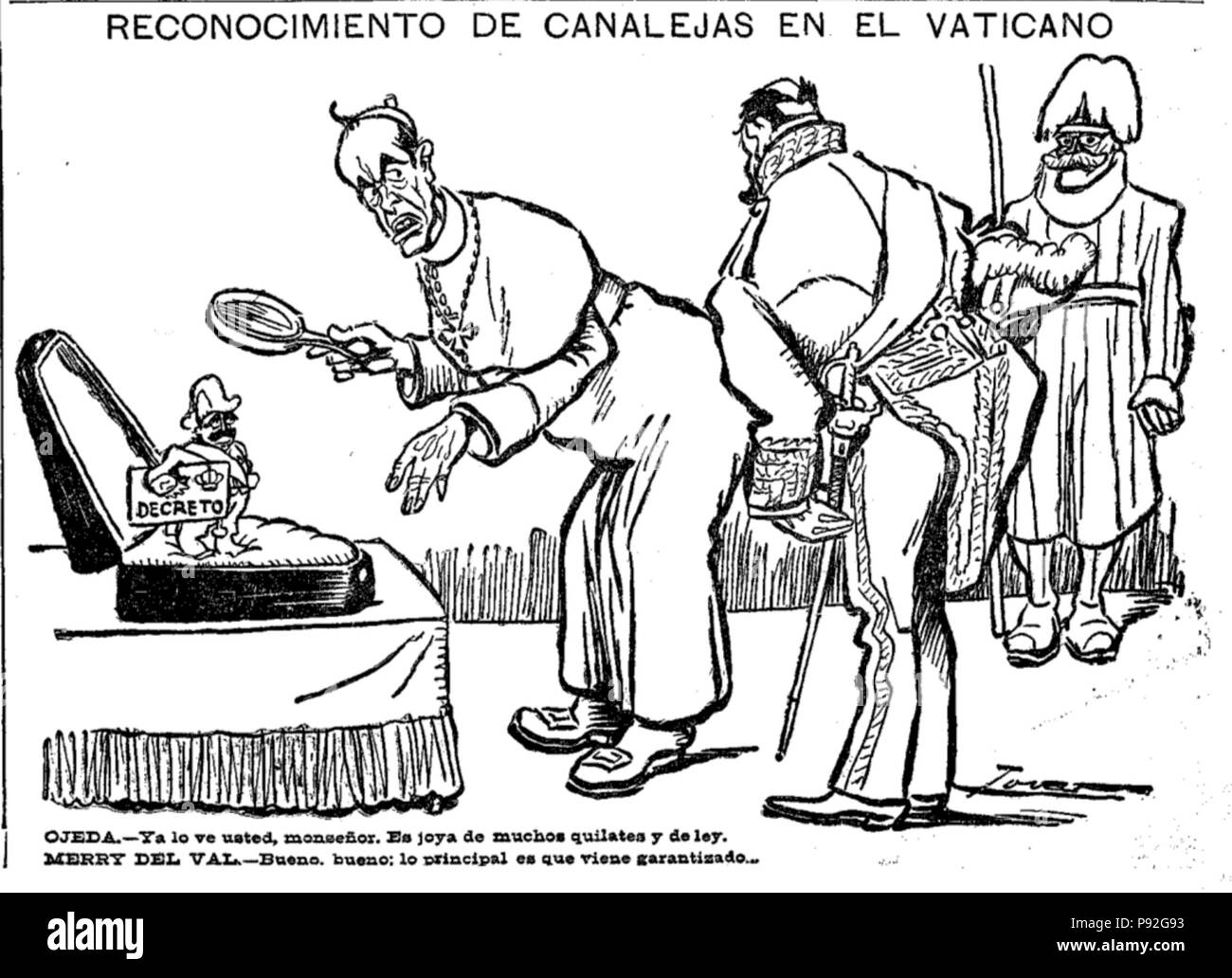 .   477 Reconocimiento de Canalejas en El Vaticano, de Tovar, El Liberal, 20 de abril de 1910 Stock Photo