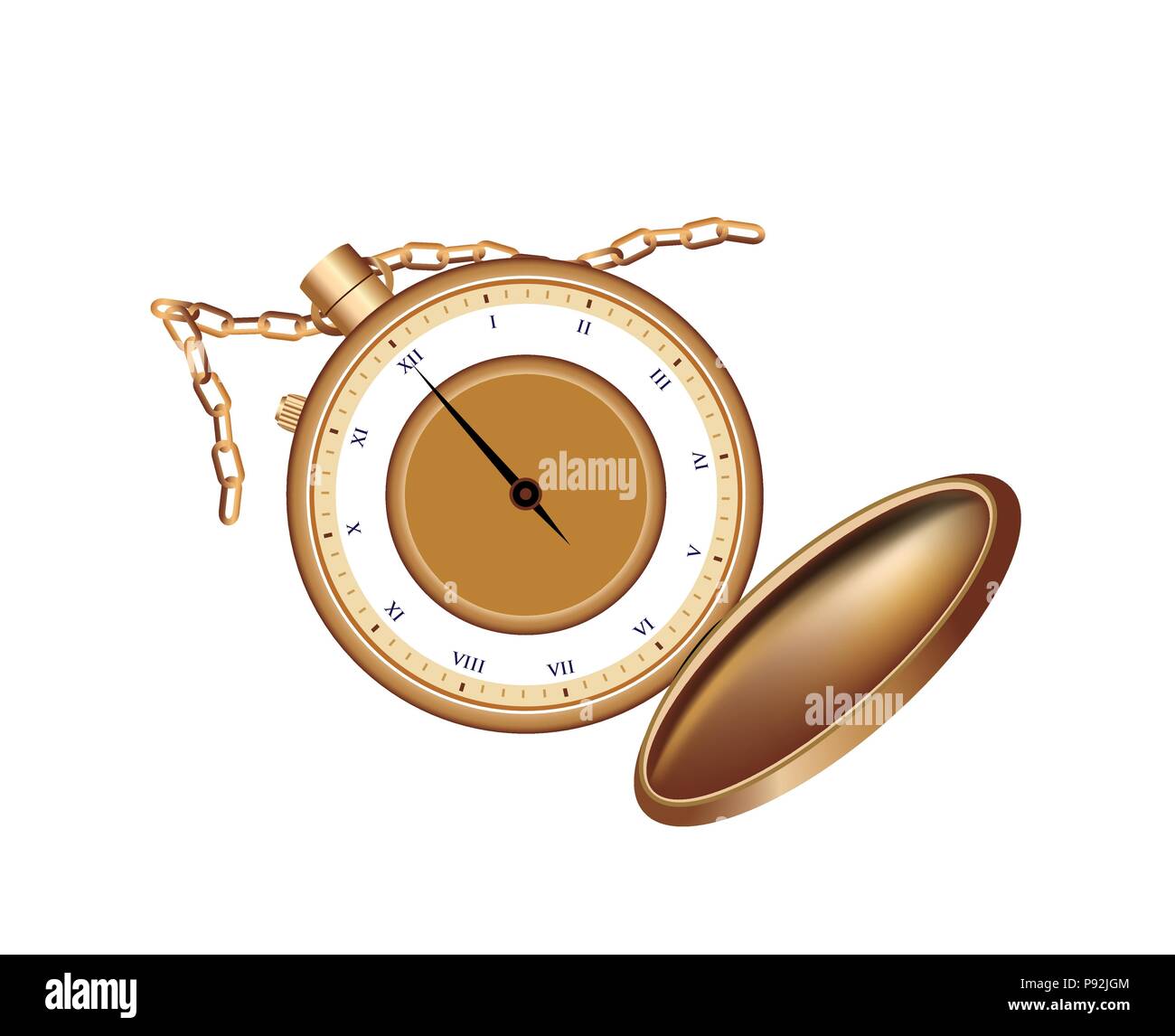 Beautiful pocket watch with rich colors on white background isolated Stock Vector