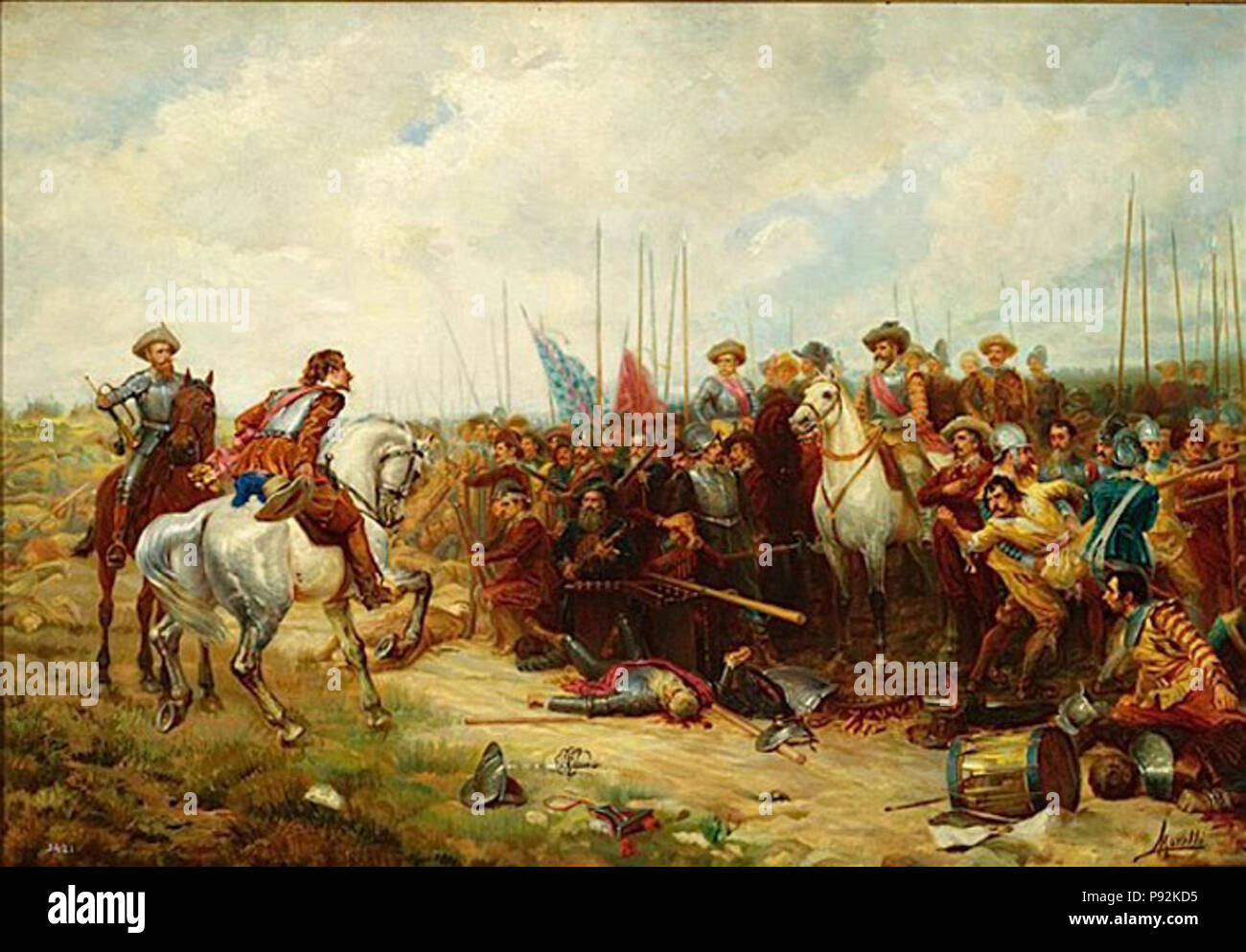 . 445 Painting - The Battle of Rocroi by Morelli y Sanchez Gil (1912) Stock Photo