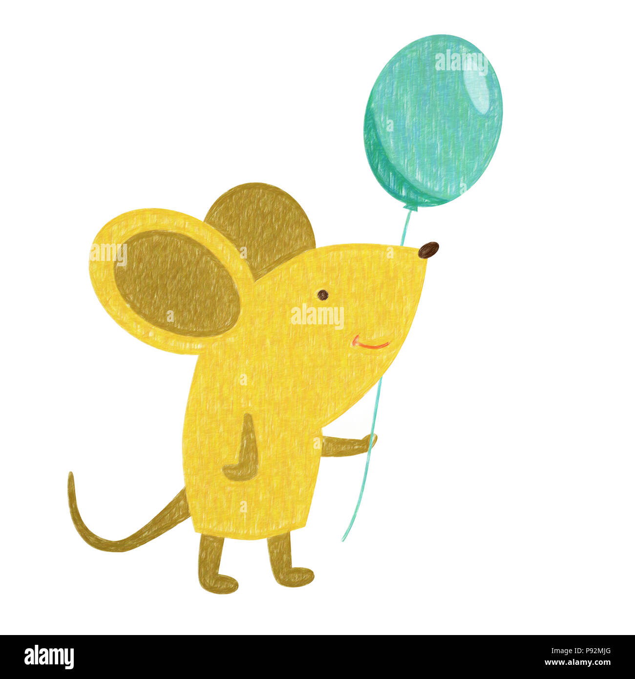 Mouse isolated. Hand drawing mouse for a child Stock Photo