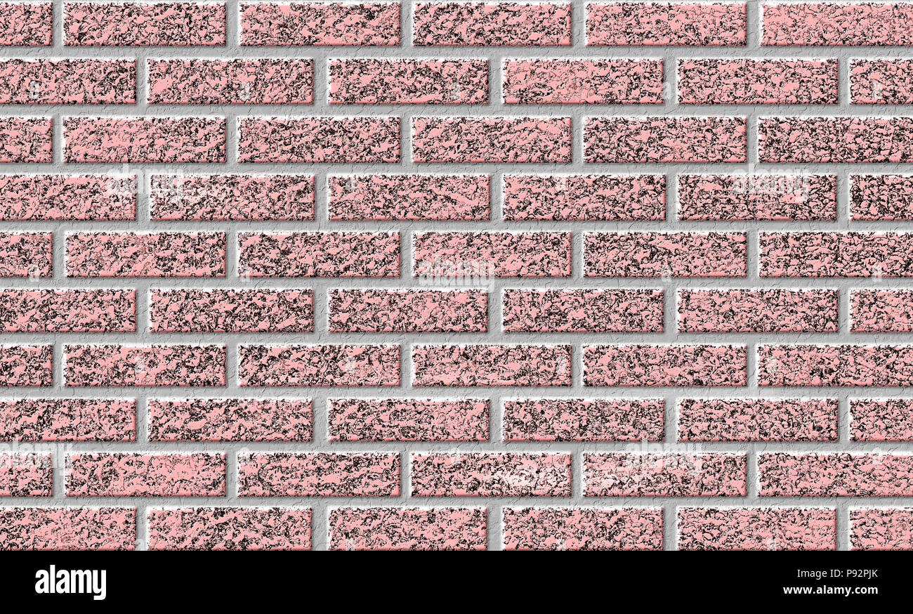 Brick wall illustration. Pink textured background. Pattern of ...