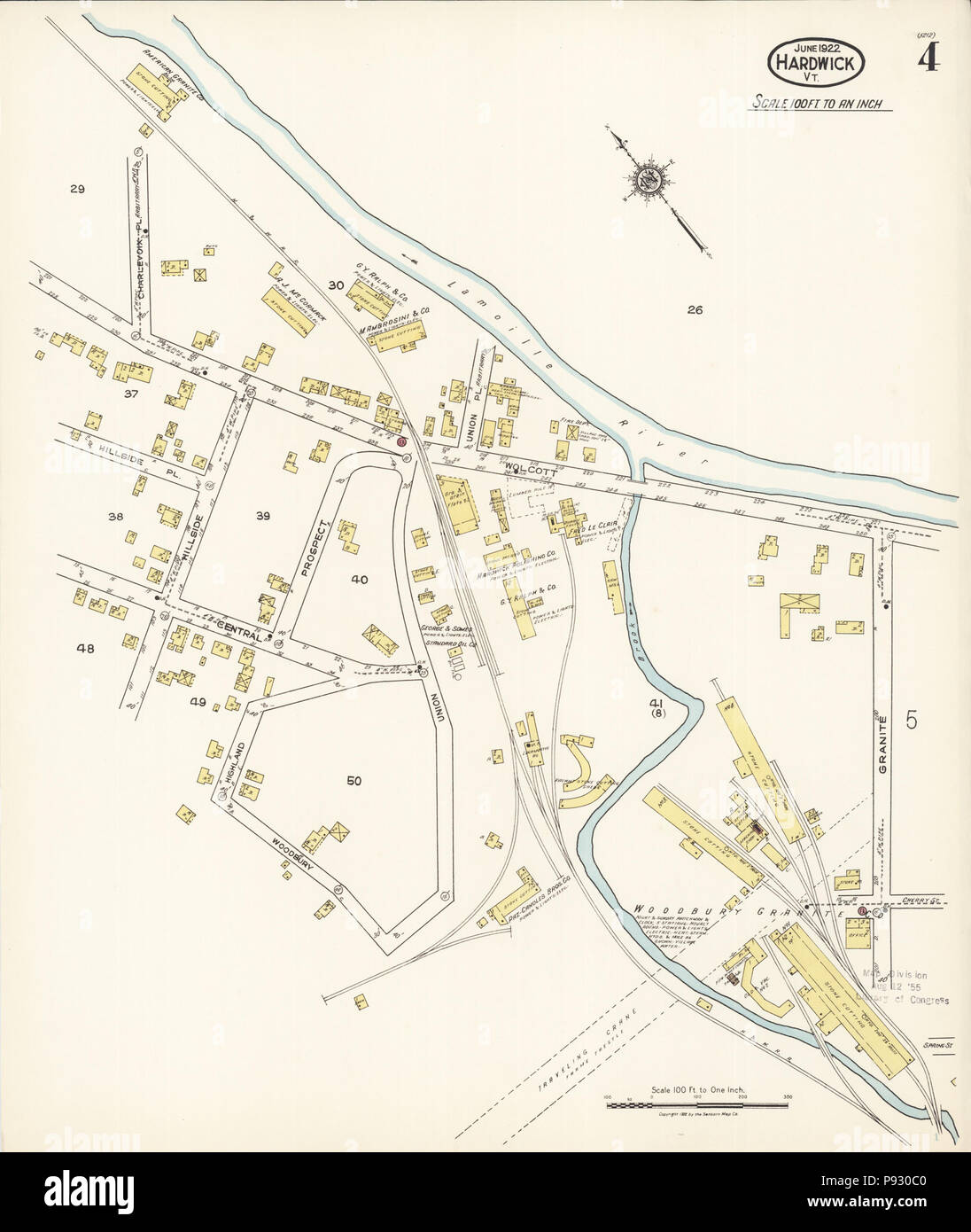 .   499 Sanborn Fire Insurance Map from Hardwick, Caledonia County, Vermont. LOC sanborn08920 004-4 Stock Photo