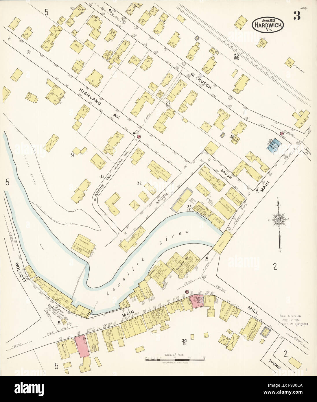 499 Sanborn Fire Insurance Map from Hardwick, Caledonia County, Vermont. LOC sanborn08920 004-3 Stock Photo