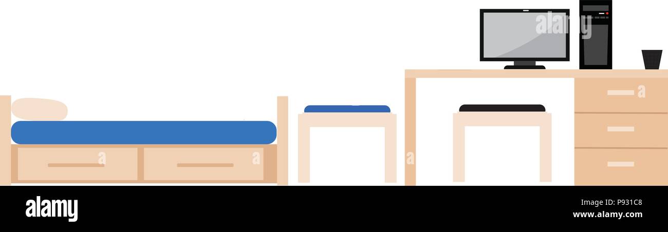 Student dorm room Stock Vector