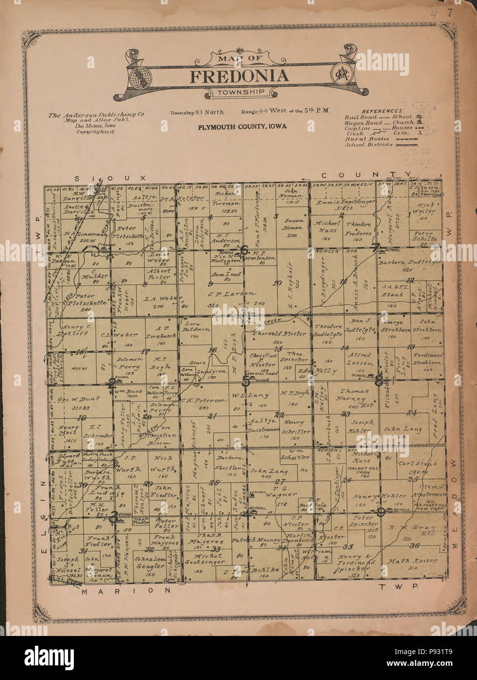 . 42 Atlas of Plymouth County, Iowa containing maps of townships of
