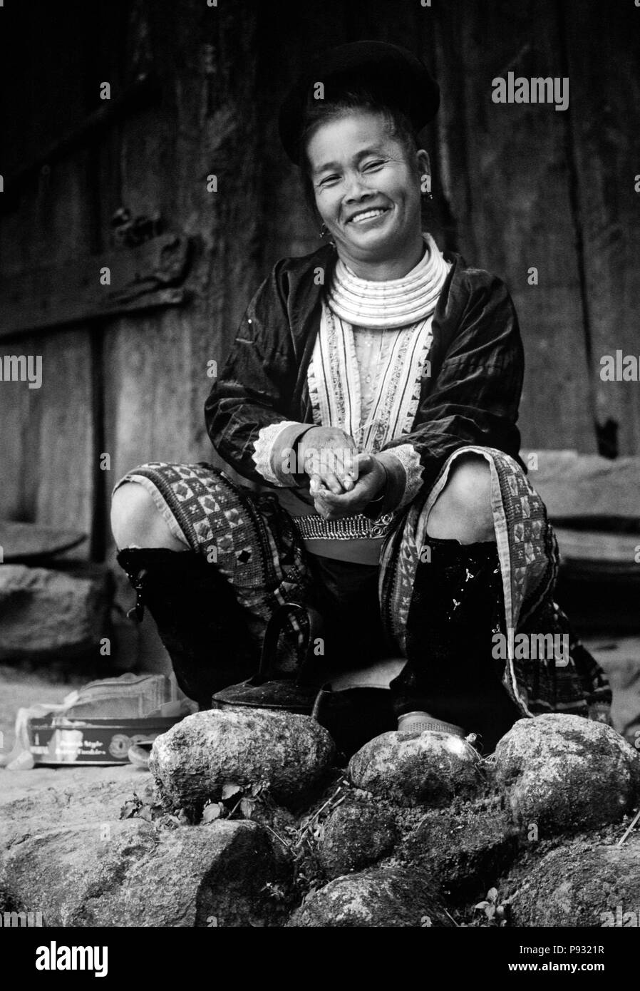 Smiling MEO tribal woman of the NORTHERN HILL TRIBES - CHIANG MAI, THAILAND Stock Photo